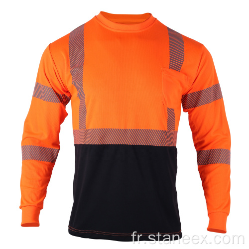 Classe-2 chemise de sécurité à manches longues de Black Bottom Hivis Class 2